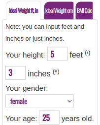 Ideal Weight Calculator English System